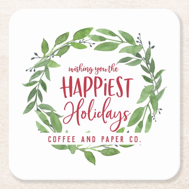 Frohste Feiertage für Firmenfeiern Rechteckiger Pappuntersetzer (Vorderseite)