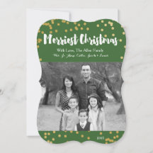 Frohste Weihnachten - grünes GoldFoto-Karte