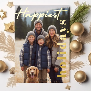 Frohster Holidays Navy Kariert Tartan 1 Foto Moder Folien Feiertagskarte