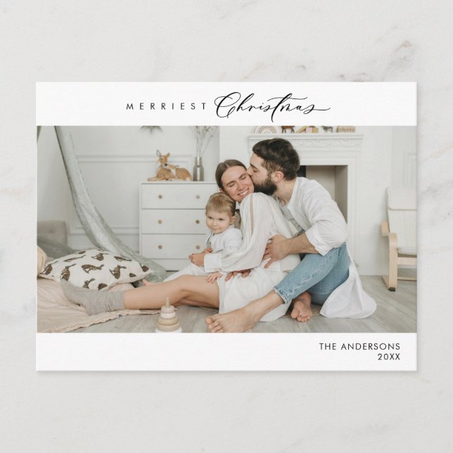 Frohstes Weihnachts-Foto, Winterglücklich Postkarte (Vorderseite)