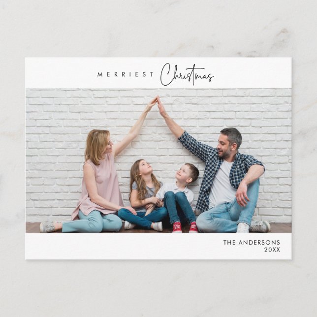 Frohstes Weihnachts-Foto, Winterglücklich Postkarte (Vorderseite)