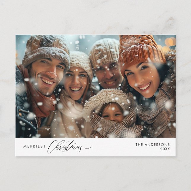 Frohstes Weihnachts-Foto, Winterglücklich Postkarte (Vorderseite)