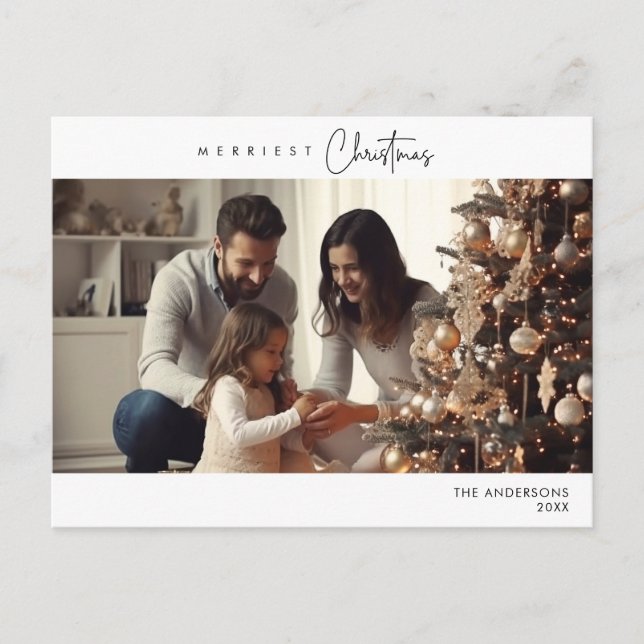 Frohstes Weihnachts-Foto, Winterglücklich Postkarte (Vorderseite)