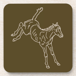 Frolcking Horse Foal - transparente Linie. Getränkeuntersetzer