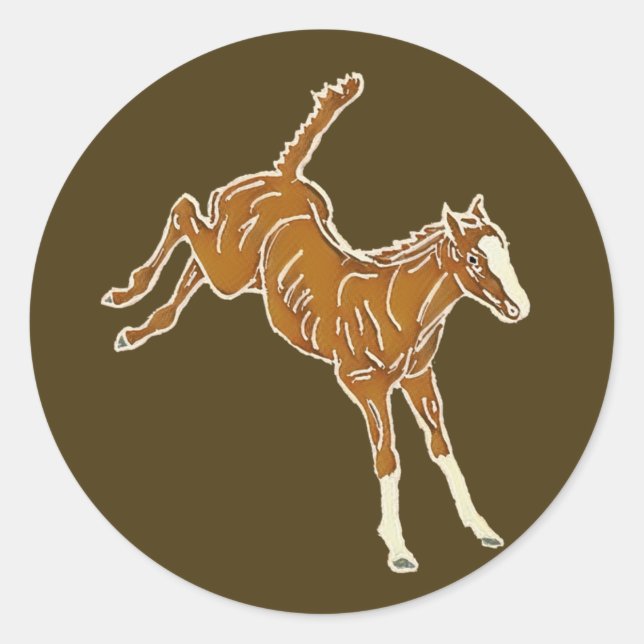 Frolcking Horse Foal - transparente mehrfarbig. Runder Aufkleber (Vorderseite)
