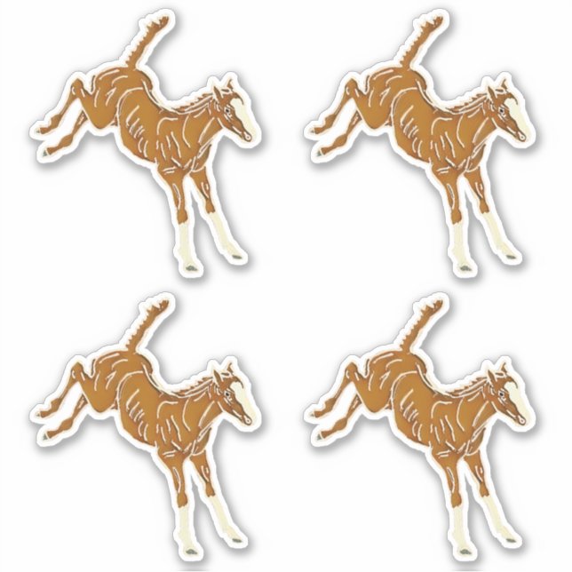 Frolcking Horse Foal - transparente mehrfarbige 4x Aufkleber (Vorderseite)
