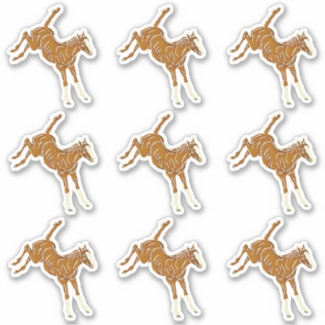 Frolcking Horse Foal - transparente mehrfarbige 9x Aufkleber (Vorderseite)