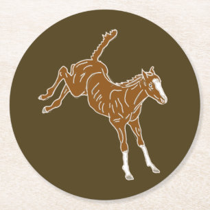 Frolcking Horse Foal - transparente ungefärbte Far Runder Pappuntersetzer