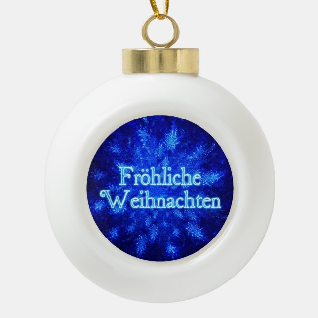 Froliche Weihnachten - Snowburst Keramik Kugel-Ornament (Vorderseite)