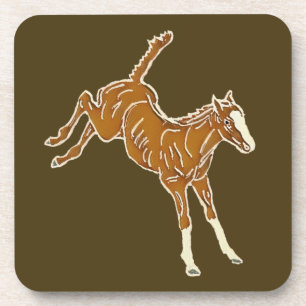 Frolicking Horse Foal - transparent multi-color. Getränkeuntersetzer
