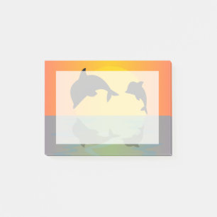 Frollocking-Delphine bei Sonnenuntergang Post-it Klebezettel