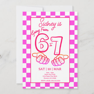 From 6 to 7 Meme Birthday Invitation Checkerboard Einladung