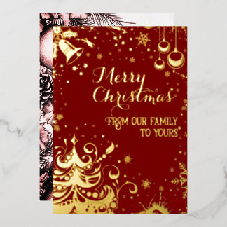 From our family to yours Red Folien Feiertagskarte