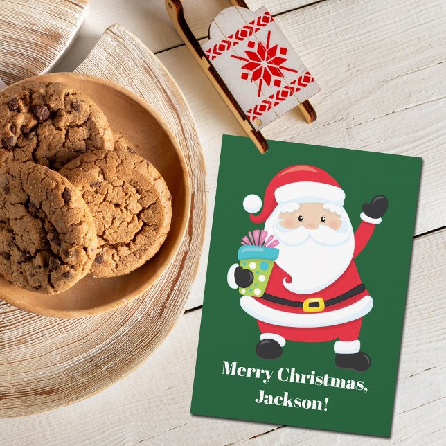 From Santa Green Personalized Kids Christmas Karte (Von Creator hochgeladen)