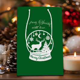 From Santa With Love Snow Globe Deer Mittlere Geschenktüte