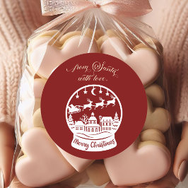 From Santa With Love Snow Globe Santa Runder Aufkleber
