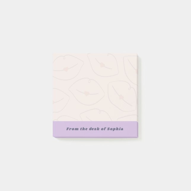 From The Desk Of Custom Name Lips Pattern Lilac Post-it Klebezettel (Vorderseite)