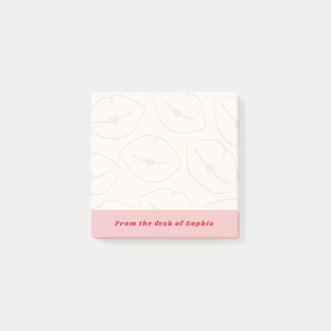 From The Desk Of Custom Name Lips Pattern Pink Post-it Klebezettel (Vorderseite)