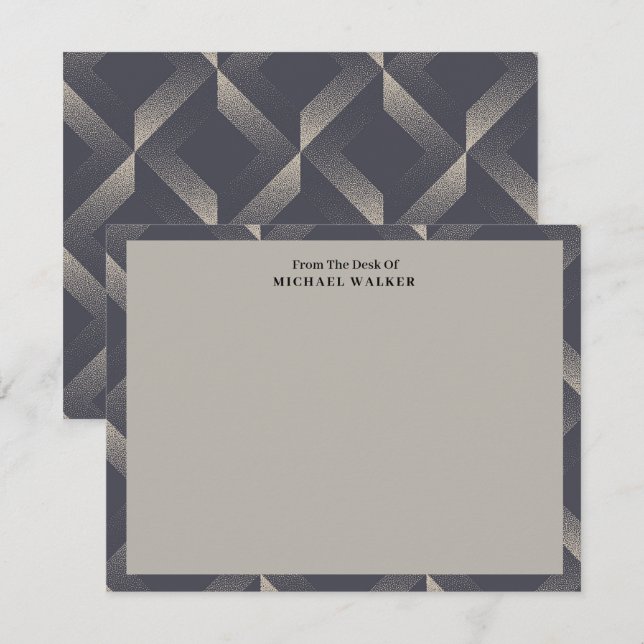 From The Desk Of Geometric Black Gray Pattern Flat Mitteilungskarte (Vorne/Hinten)