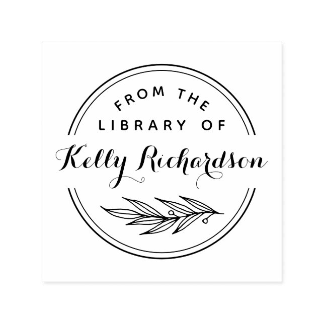 From The Library Round Rustic | Script & Branch Permastempel (Design)