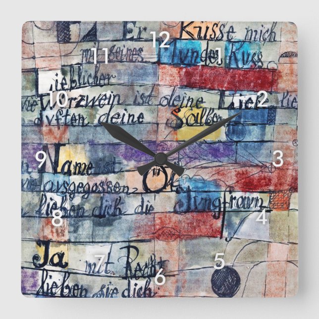 From the Song of Songs, Klee Quadratische Wanduhr (Vorderseite)