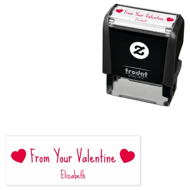 From Your Valentine with 2 Hearts and Name Permastempel (Beispiel)