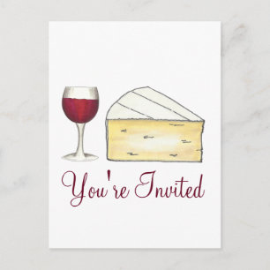 Fromage Brie Red Wine Cocktail Party Invitation