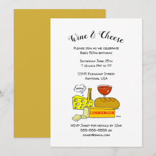 Fromage humoristique et vin Invitation de fête d'a