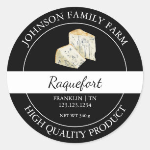 Fromage Raquefort frais de ferme Étiquette noir