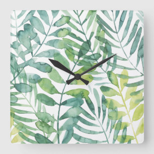 Frond Waltz - Blätter "Palm Frond" Quadratische Wanduhr