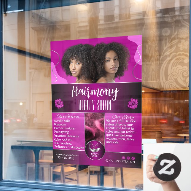 Front American Beauty Salon Fensteraufkleber (Café-Fenster)
