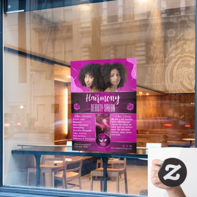 Front American Beauty Salon Fensteraufkleber (Café-Fenster)