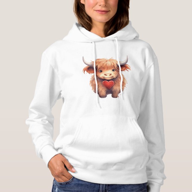 Front and Back. Cute Highland Cow. Hoodie (Vorderseite)