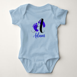 Front & Back Design - New Letter & Name Boy Baby Strampler