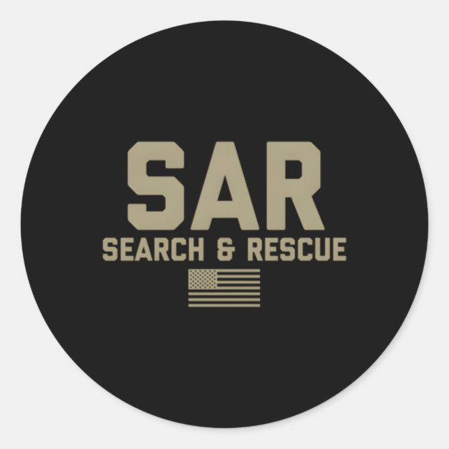 Front Back Search and Rescue American Flag Sar Tee Runder Aufkleber (Vorderseite)