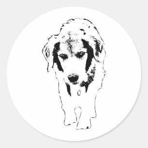 Front-Facing Puppy Cutout Runder Aufkleber