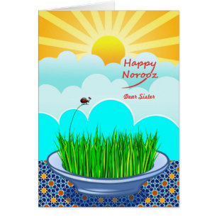 Front personnalisé Happy Norooz pour Soeur, Sabzeh