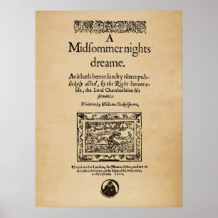Front Piece to A Midsommer Nights Dream Quarto Poster