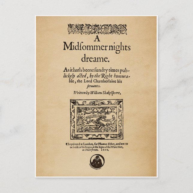 Front Piece to A Midsommer Nights Dream Quarto Postkarte (Vorderseite)