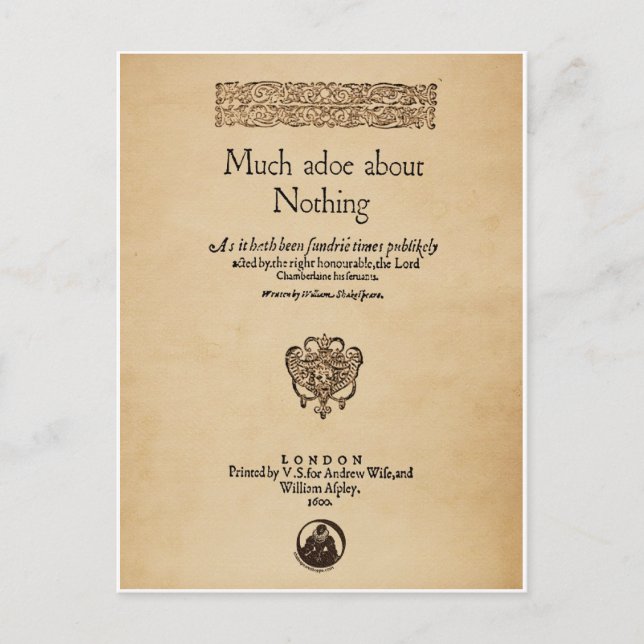Front Piece to Much Ado About Nothing Quarto Postkarte (Vorderseite)