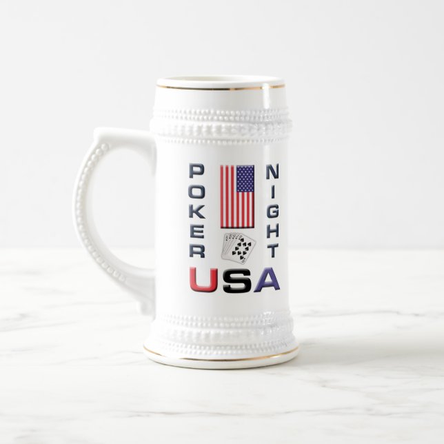 Front Poker-Nacht-USA-Bierstein-Tasse w/hinterer Bierglas (Links)
