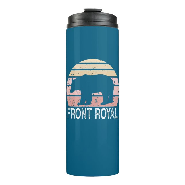 Front Royal Virginia Retro Bear Thermosbecher (Vorderseite)