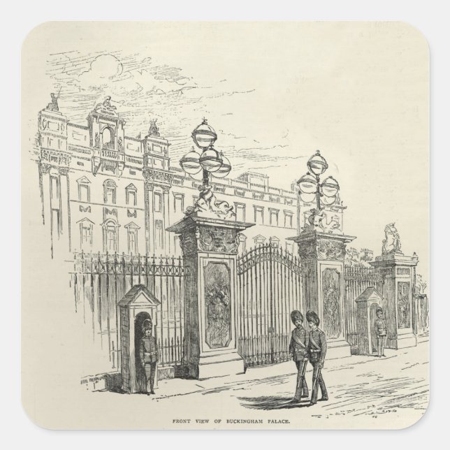 Front View Buckingham Palace Quadratischer Aufkleber (Vorderseite)