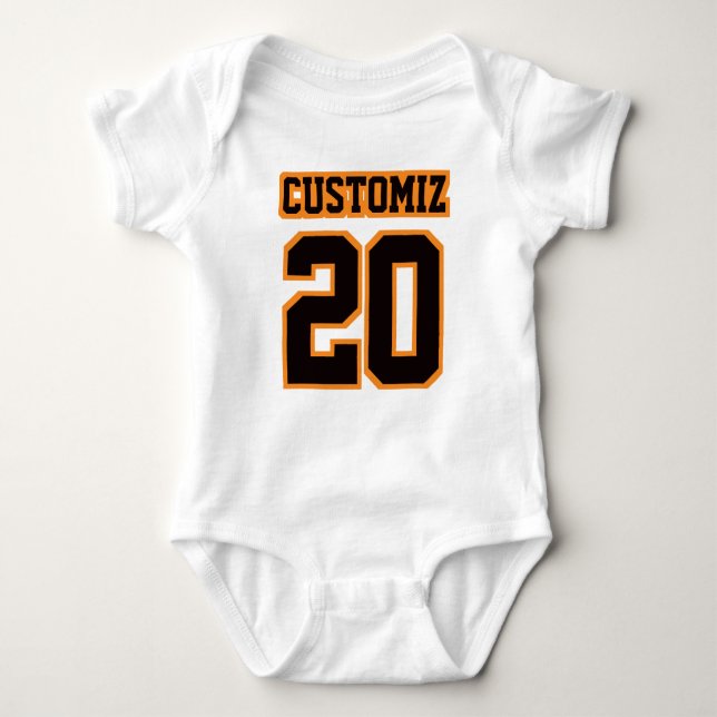 Front WHACK ORANGE Bodysuit Football Jersey Baby Strampler (Vorderseite)