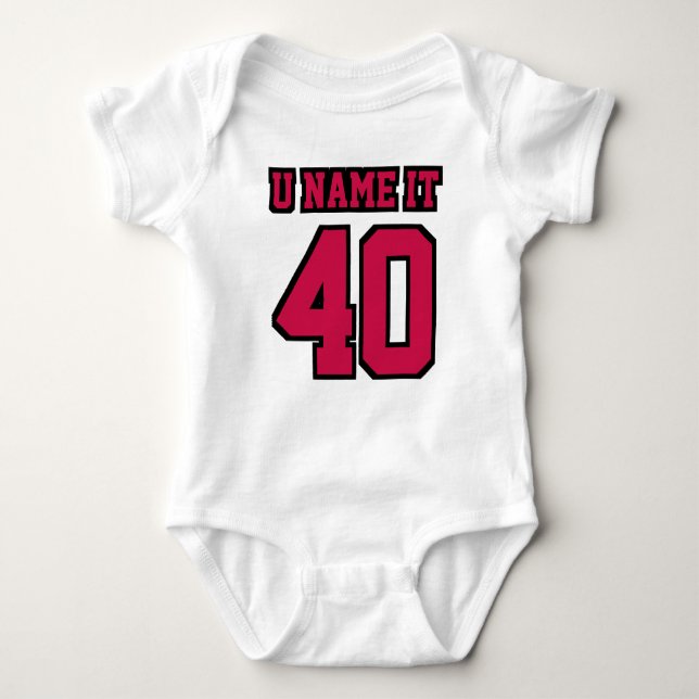 Front WHITE CRIMSON BLACK Bodysuit Football Jersey Baby Strampler (Vorderseite)