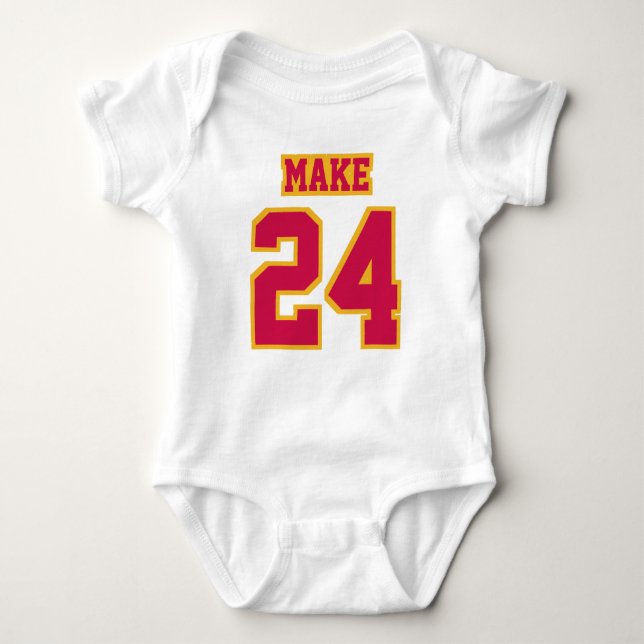 Front WHITE CRIMSON GOLD Bodysuit Football Jersey Baby Strampler (Vorderseite)