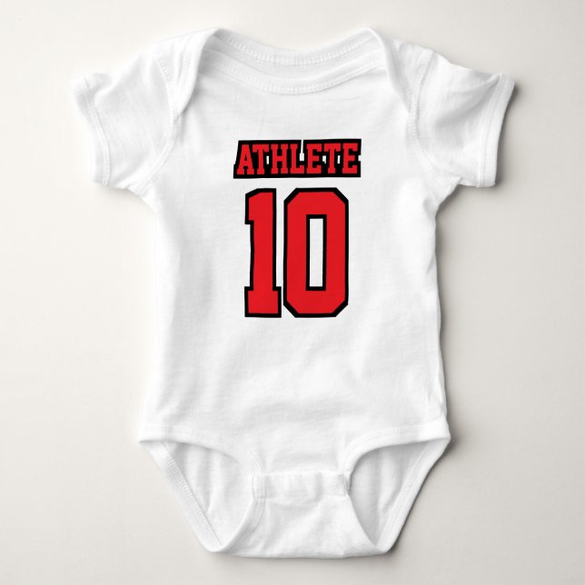 Front WHITE RED BLACK Bodysuit Football Jersey Baby Strampler (Vorderseite)