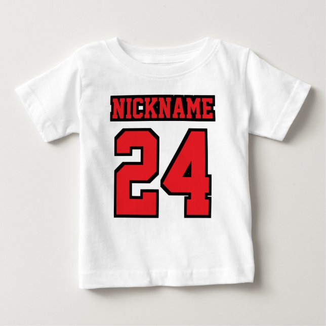 Front WHITE RED BLACK Dress Football Jersey Baby T-shirt (Vorderseite)