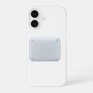 Frontansicht eines transparenten Glas-Schildes iPhone 16 Hülle