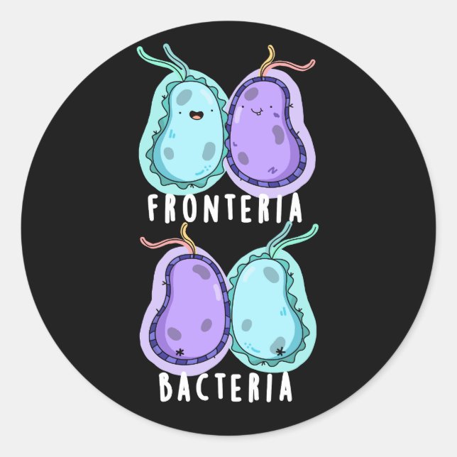 Fronteria Bacteria Funny Biology Pub Dark BG Runder Aufkleber (Vorderseite)